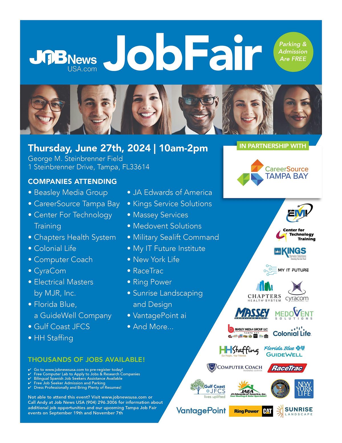 ** JOB FAIR - 25 Companies Hiring  for OVER 1,000 JOBS on June 27th