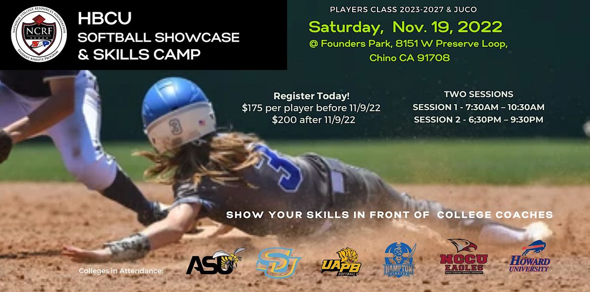 NCRF presents HBCU Softball Showcase & Skills Camp, Founders Park