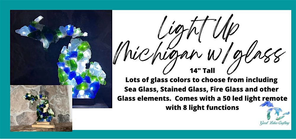 Gaylord  Light UP Glass and Wood Michigan, Tree , Gnome & More