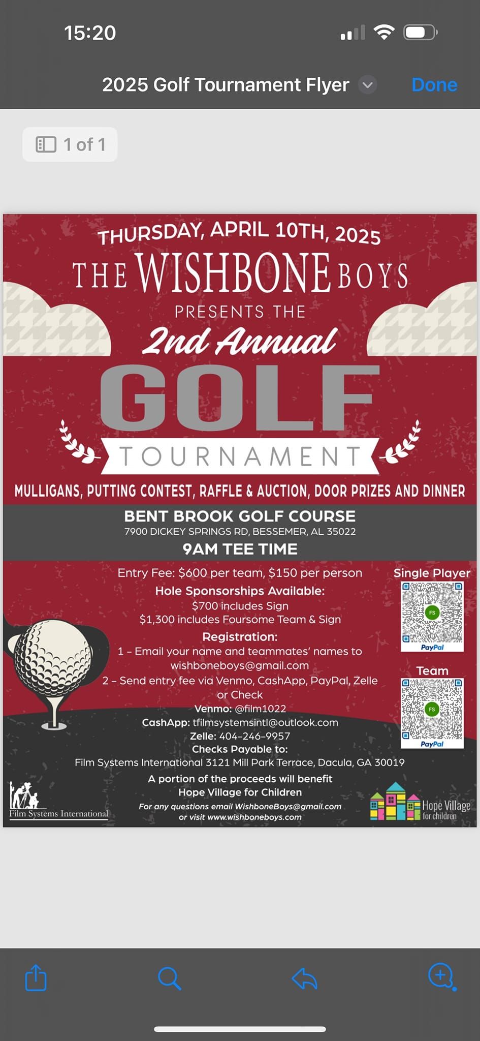 2nd Annual Wishbone Boys Charity Golf Tournament