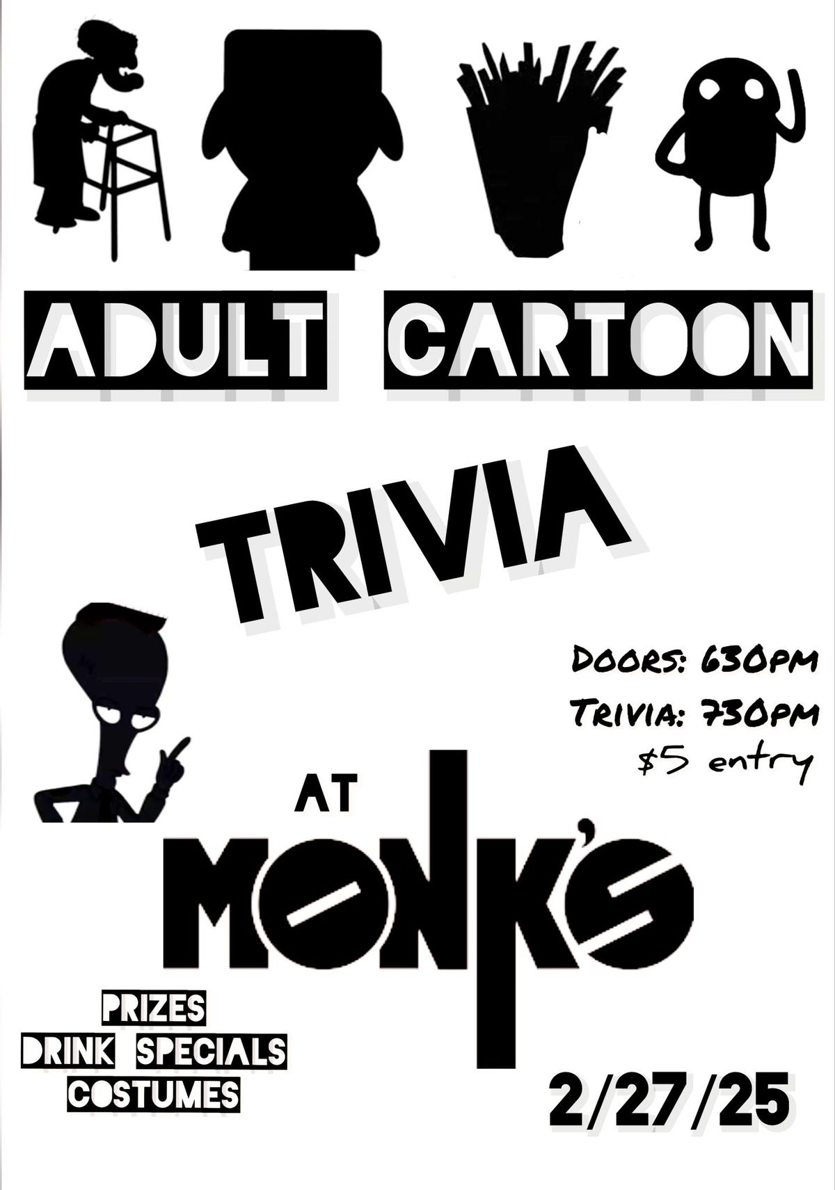 Adult Cartoon Trivia at Monk's 