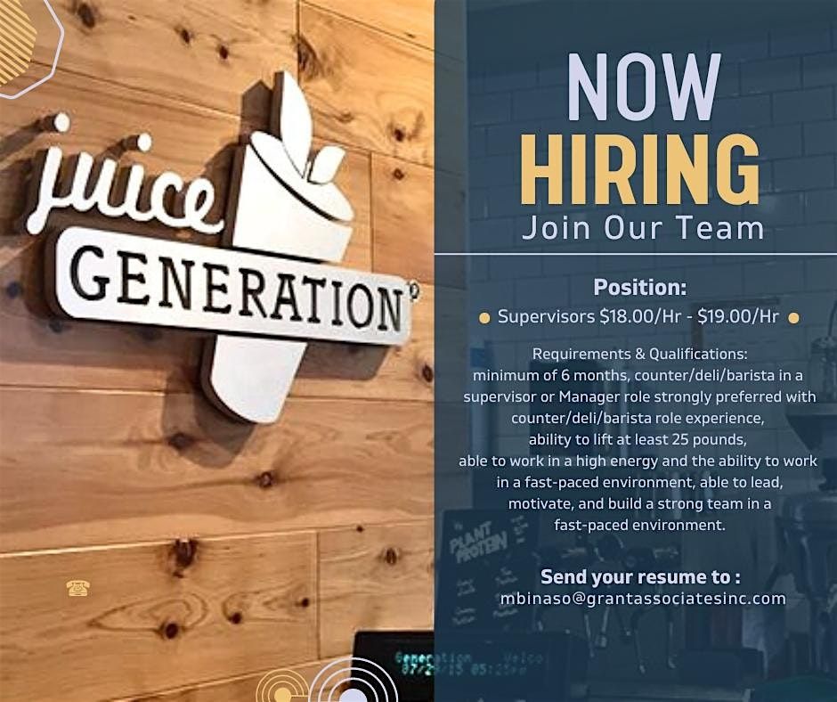 Juice Generation Hiring Event 10\/3\/24