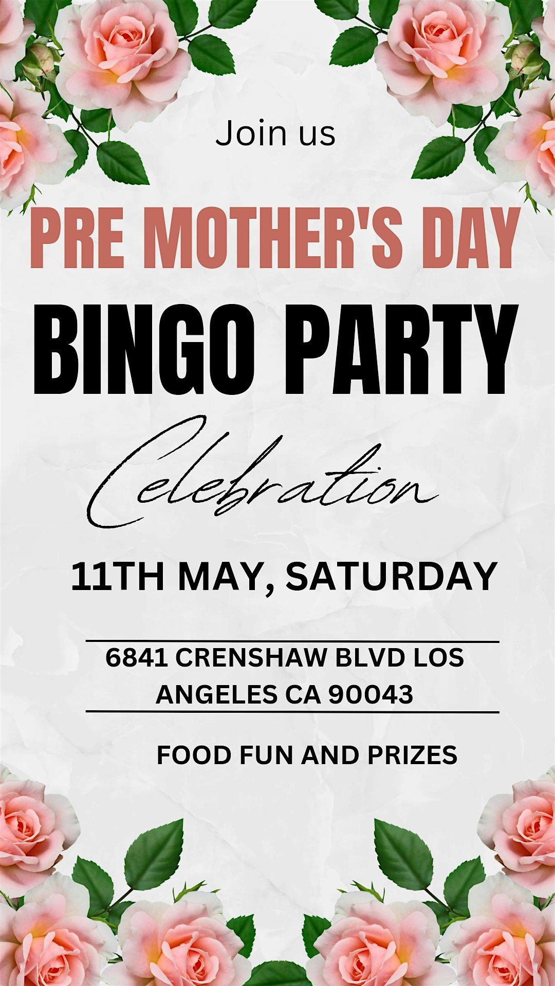 Project 43 Pre Mother Day Bingo Party