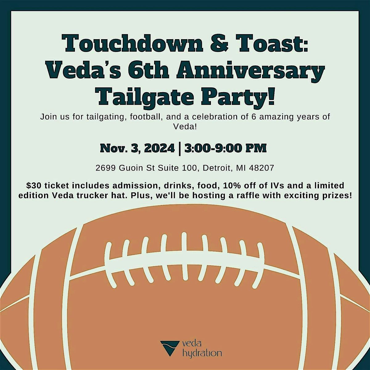 Touchdown & Toast: Veda\u2019s 6th Anniversary Tailgate Party!