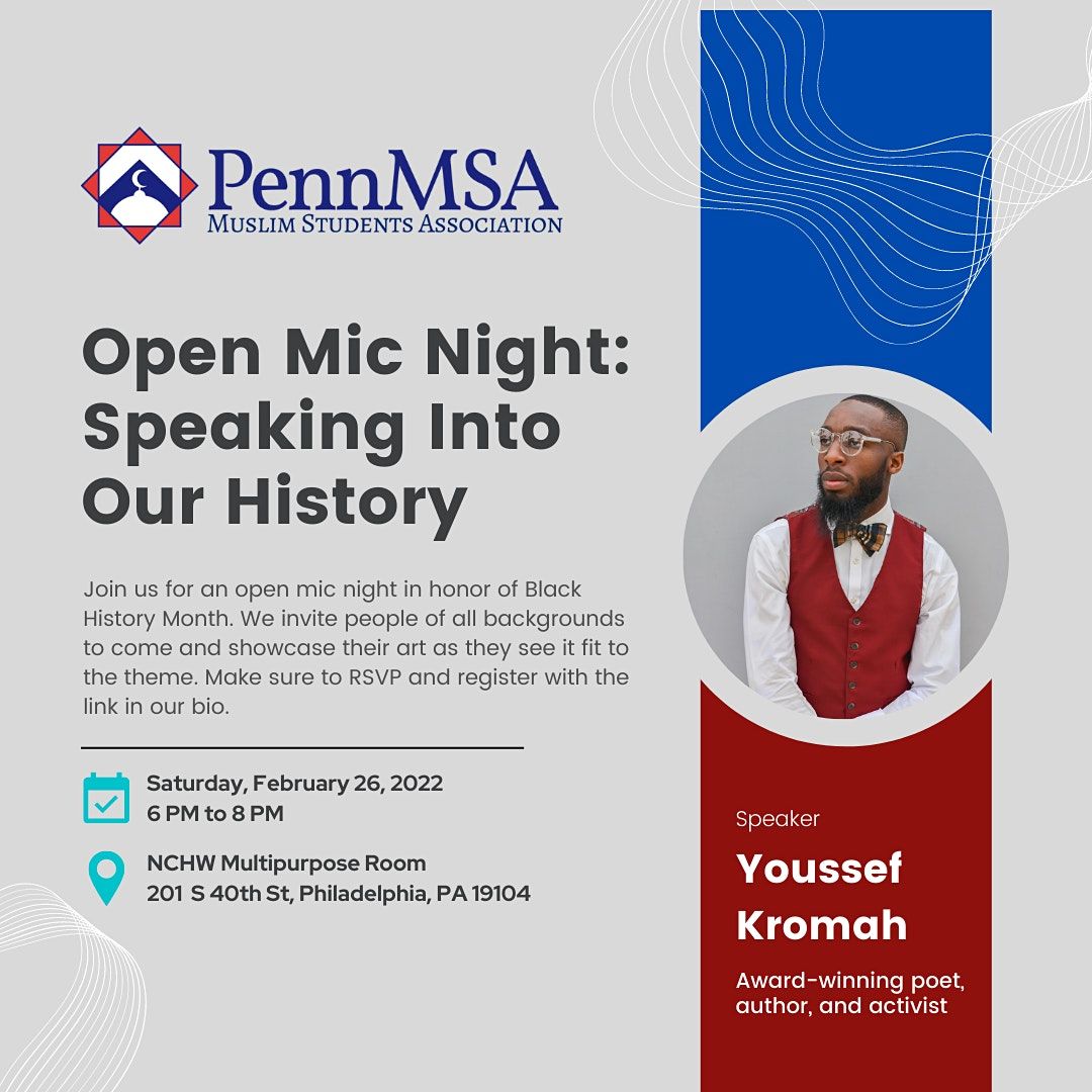 "Speaking Into Our History" Open Mic Night with Youssef Kromah