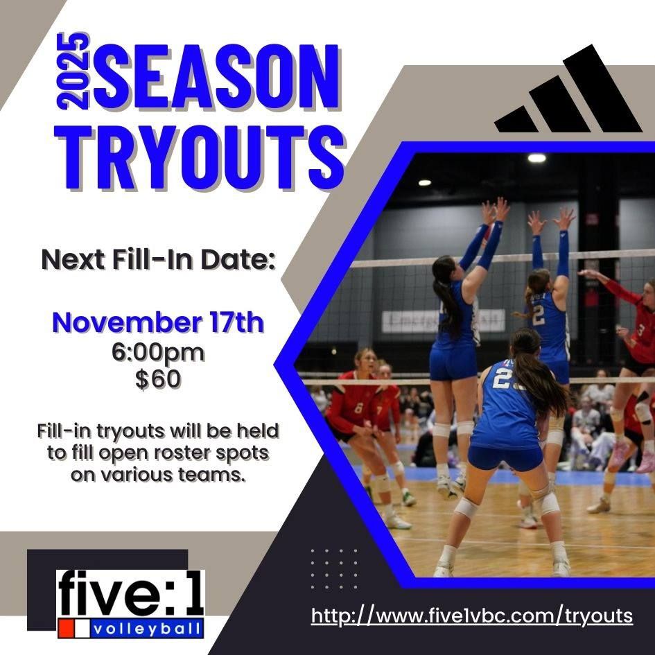 2025 Five:1 VBC Fill-In Tryouts - Select Positions Remaining!