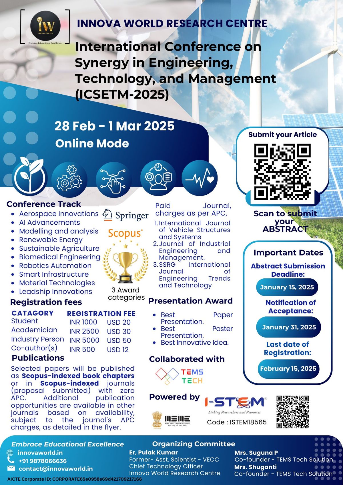 International Conference on Synergy in Engineering, Technology, and Management (ICSETM-2025)