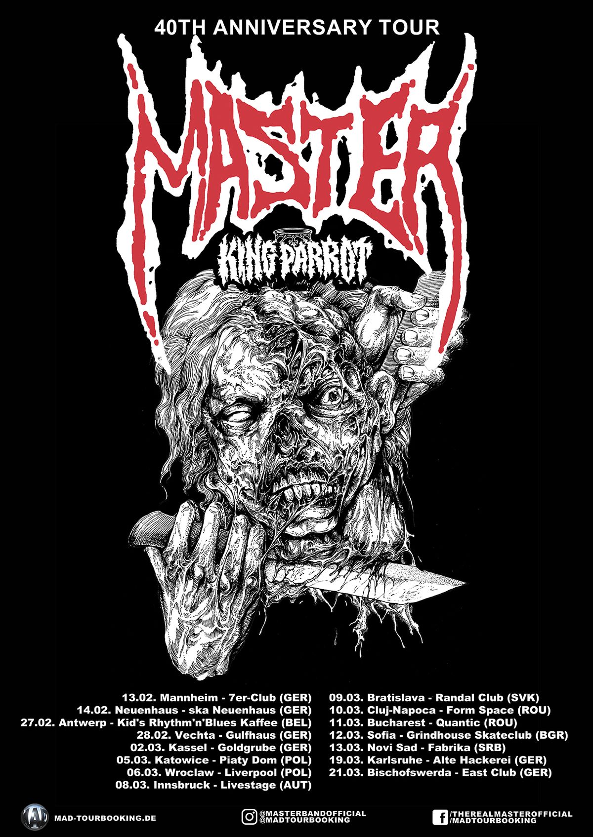 40TH ANNIVERSARY TOUR - MASTER + KING PARROT + FUNUS,Randal club,Bratislava