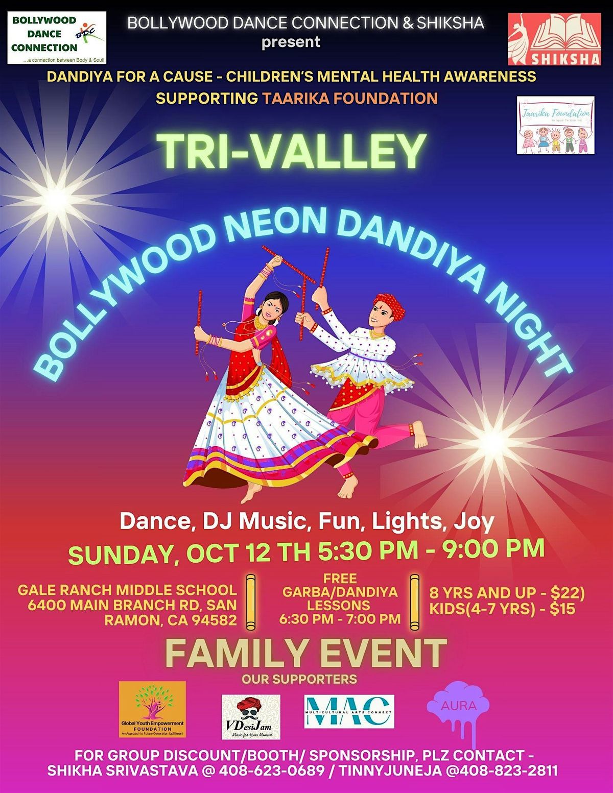 TRI-VALLEY BOLLYWOOD NEON Dandiya 2024 for cause