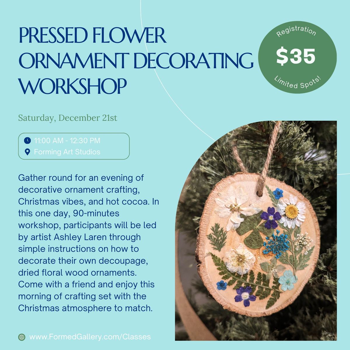 Pressed Flower Ornament Decorating Workshop