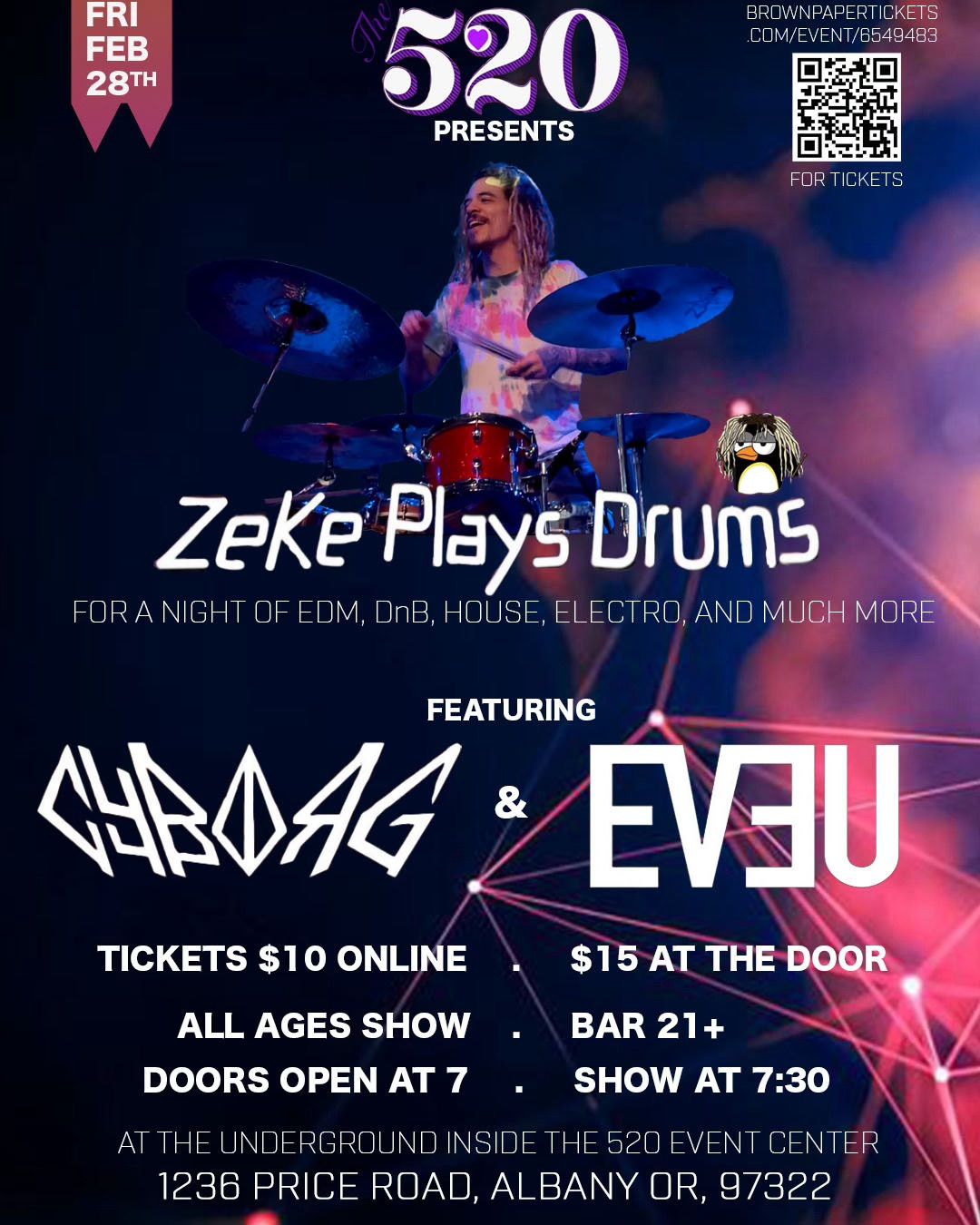  520 Albany Presents ZeKe Plays Drums, A Night of EDM, DnB, House, Electro Music at The Underground