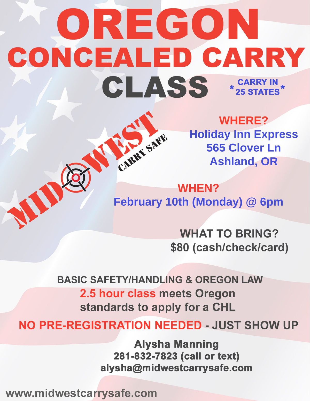 Oregon Concealed Carry Class in Ashland