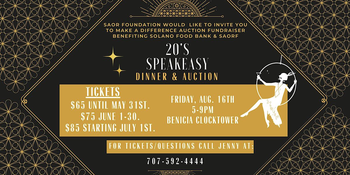 Make A Difference Dinner & Auction Fundraiser:  2020's Speakeasy