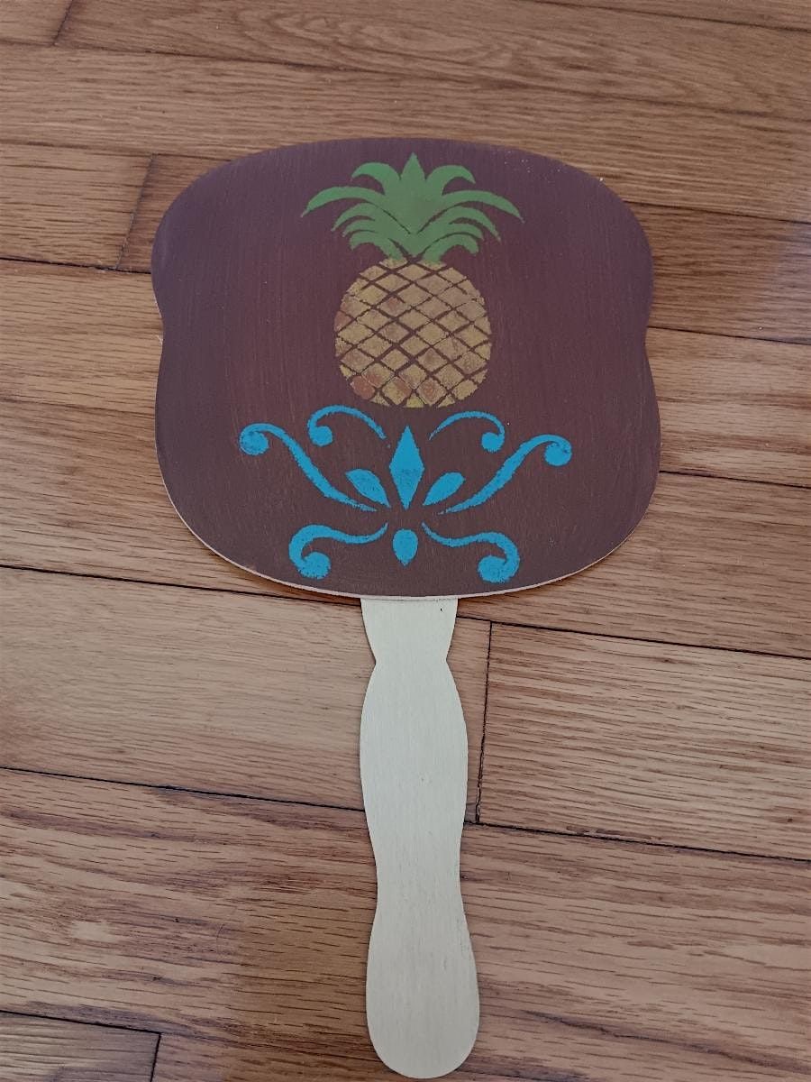 Hand Stenciled Pineapple Fan