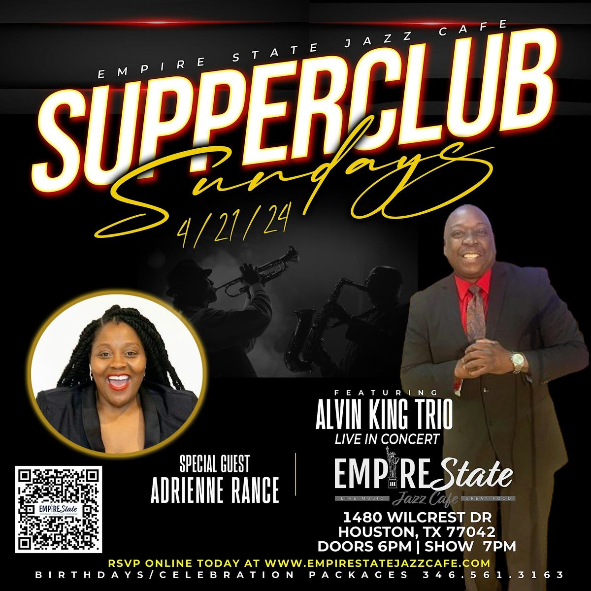 4\/21- Supper Club Sundays with Alvin King Trio feat Adrienne Rance