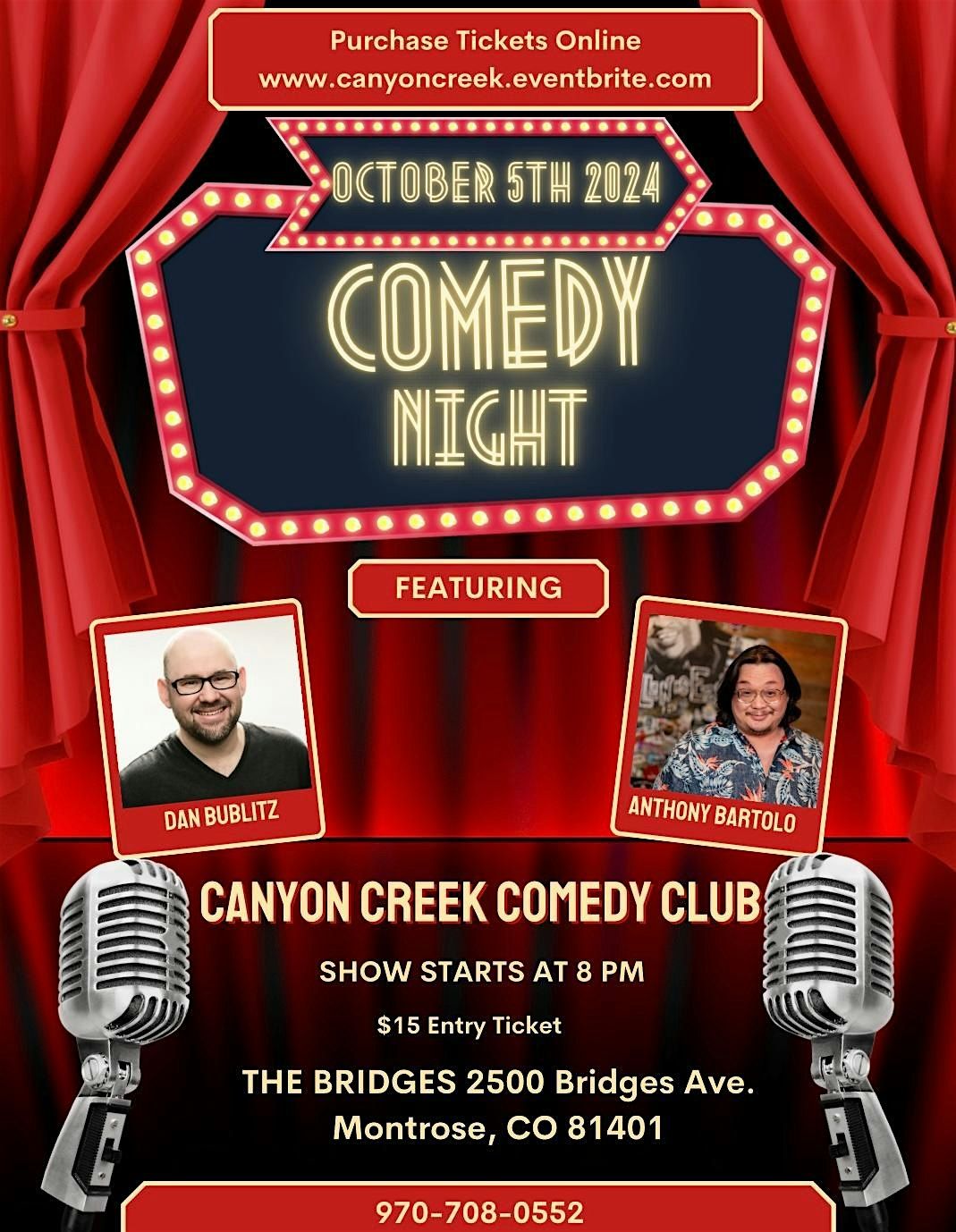 October 5th Comedy Back at The Bridges