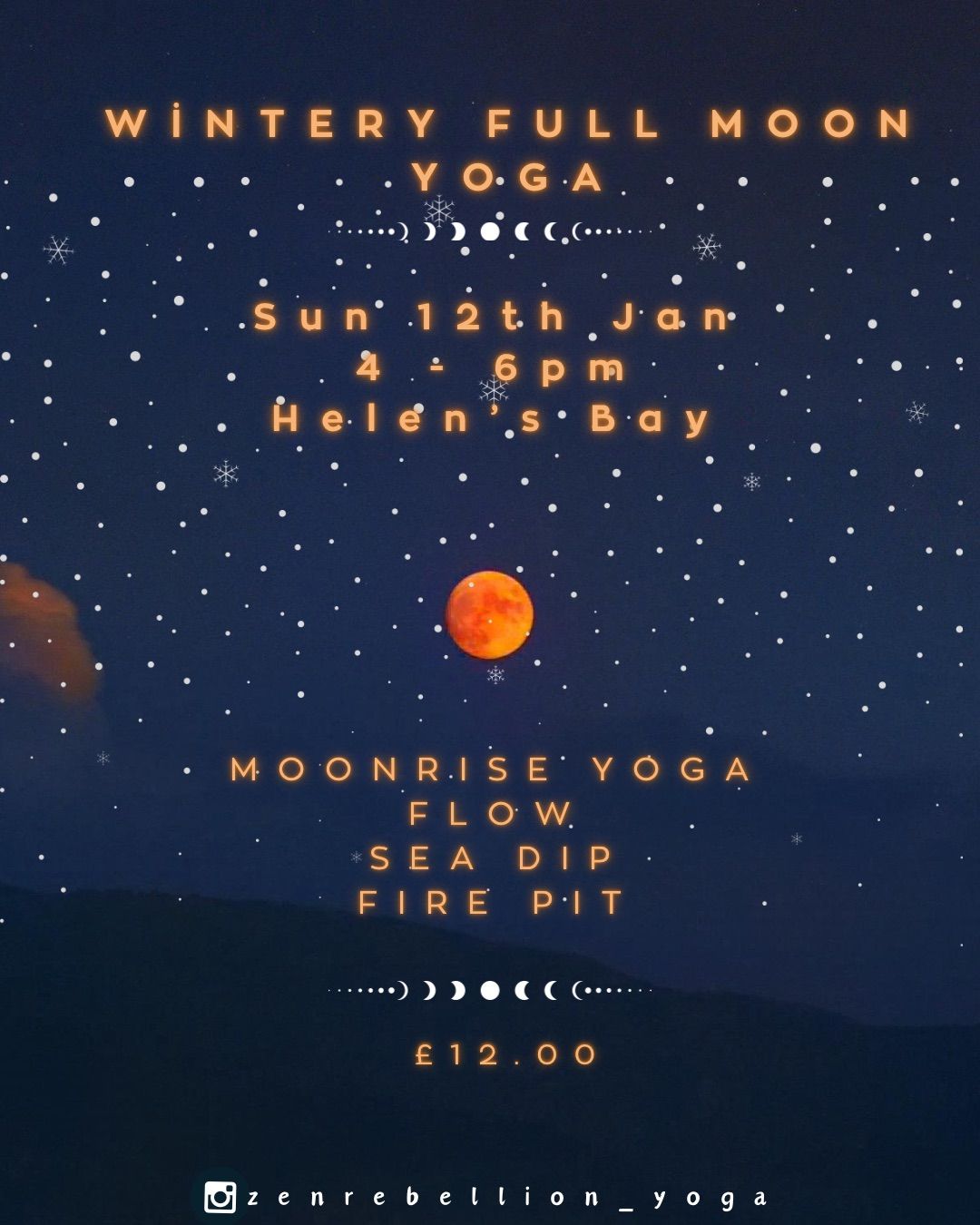 Winter Full Moon (Wolf Moon) Yoga, Sea dip & Fire Pit