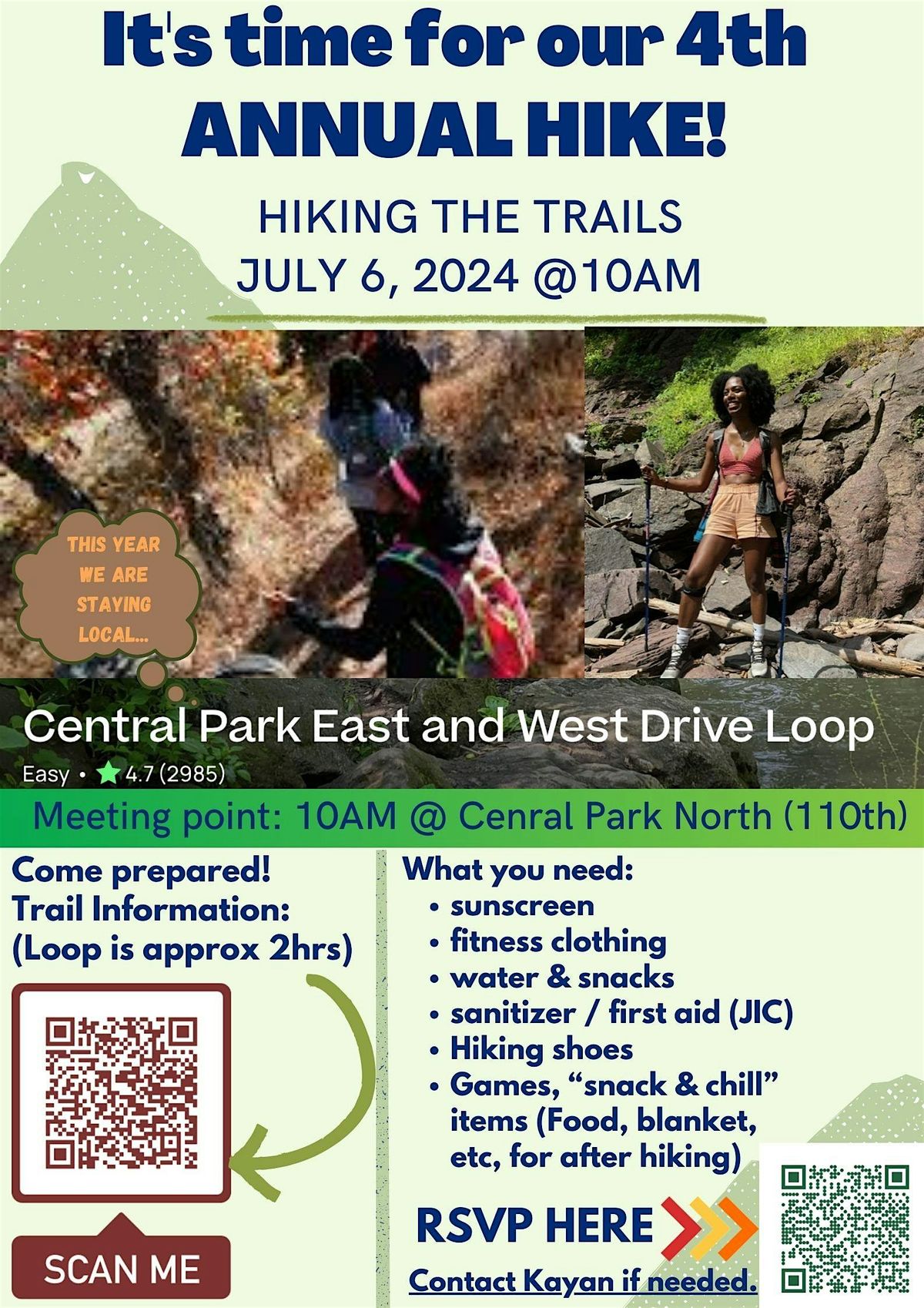 4TH ANNUAL HIKE CENTRAL PARK, Central Park North, New York, 6 July 2024