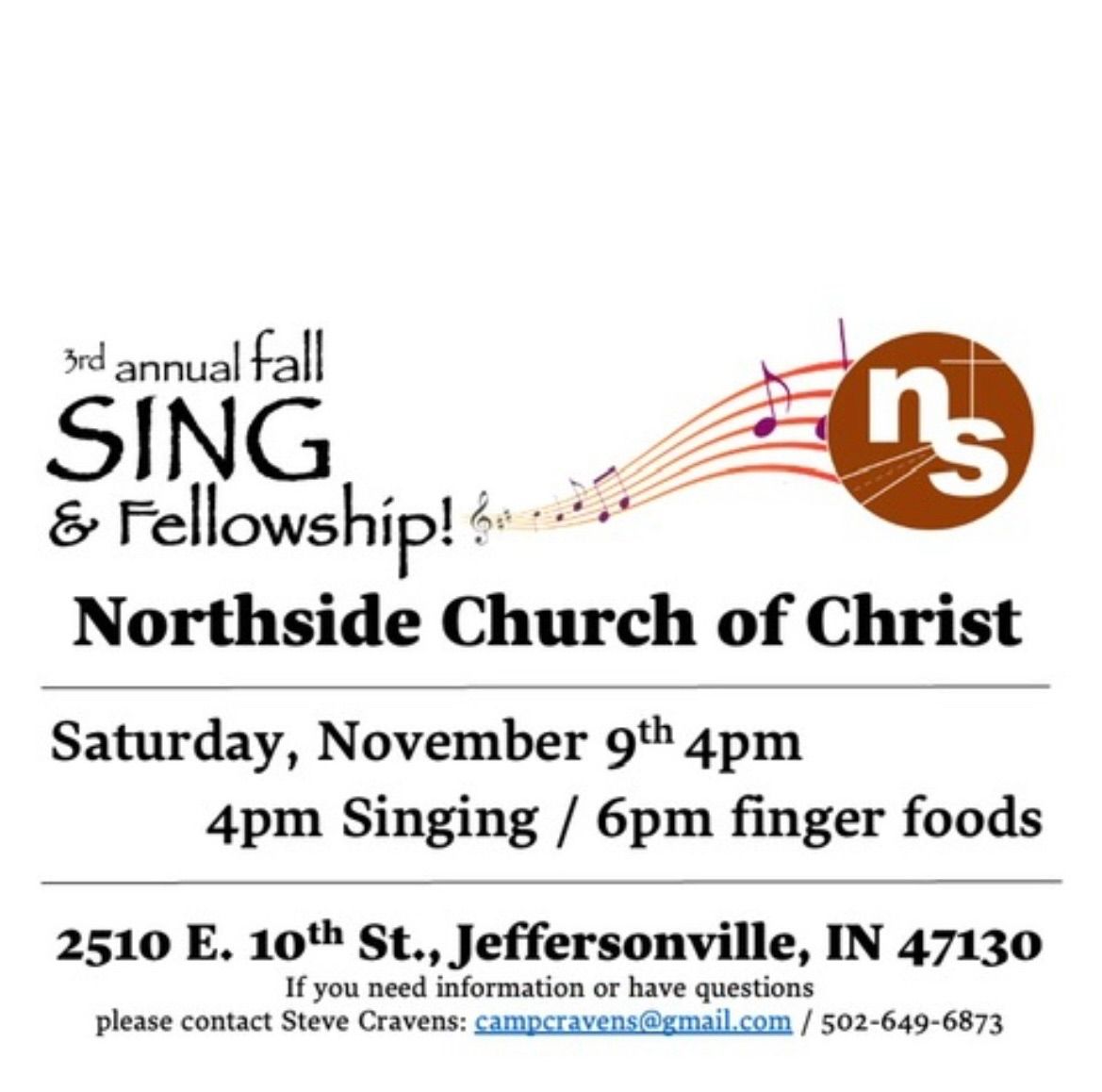 3rd Annual Fall Sing & Fellowship 