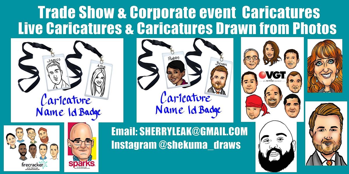 Live Caricature & Caricatures drawn from photos Trade show expo conference