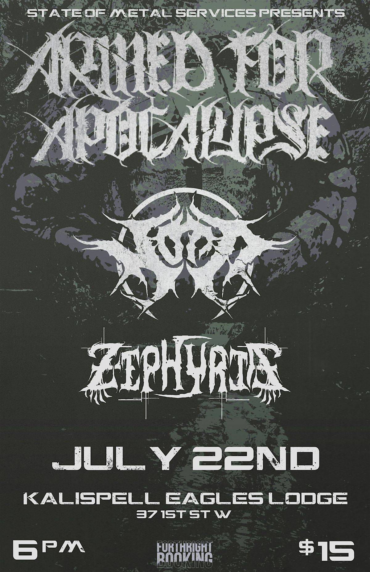 Armed For Apocalypse, Nott & Zephyria At The Eagles