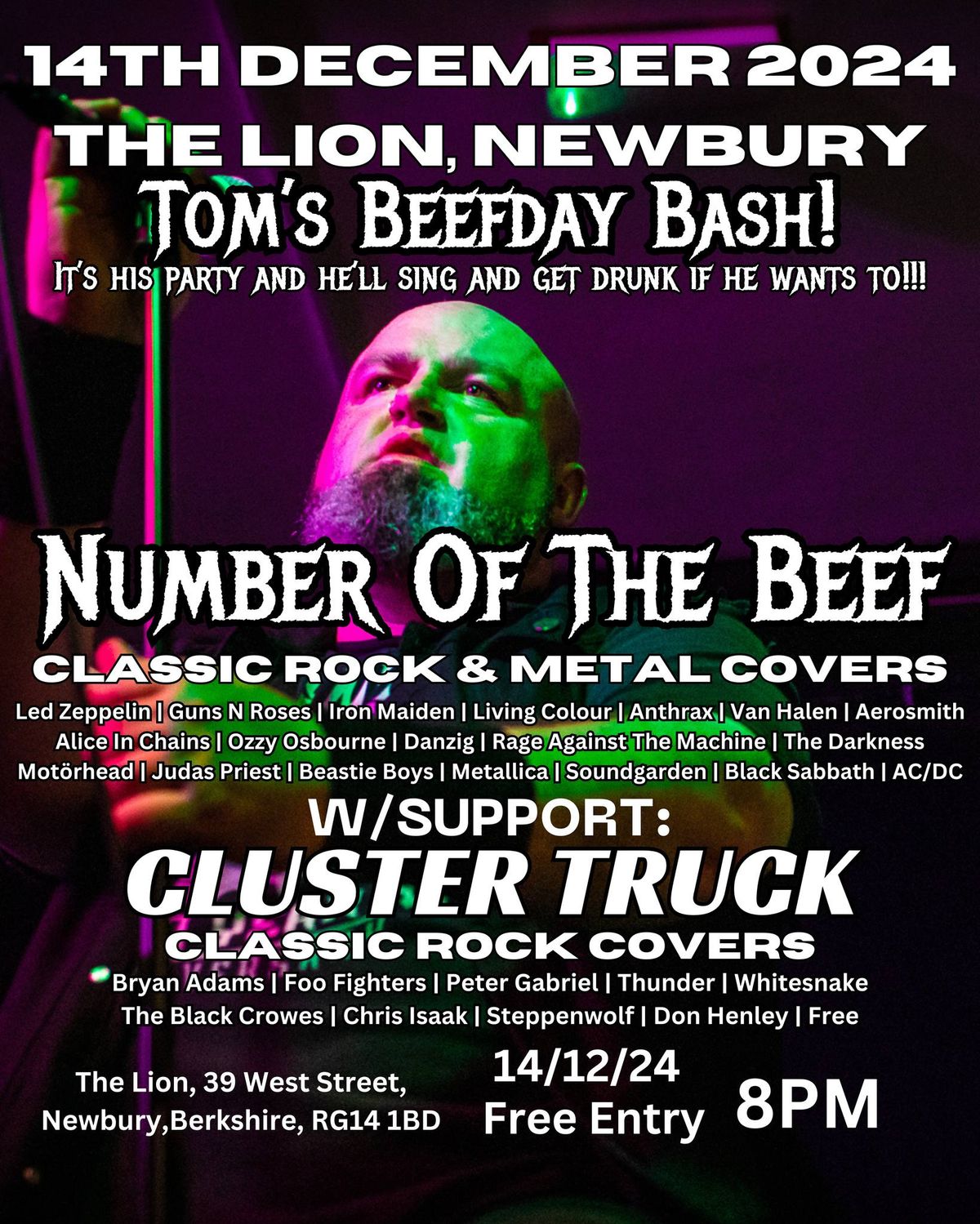 Live @ The Lion, Newbury - Number Of The Beef W\/Cluster Truck - Tom's Beefday Bash!