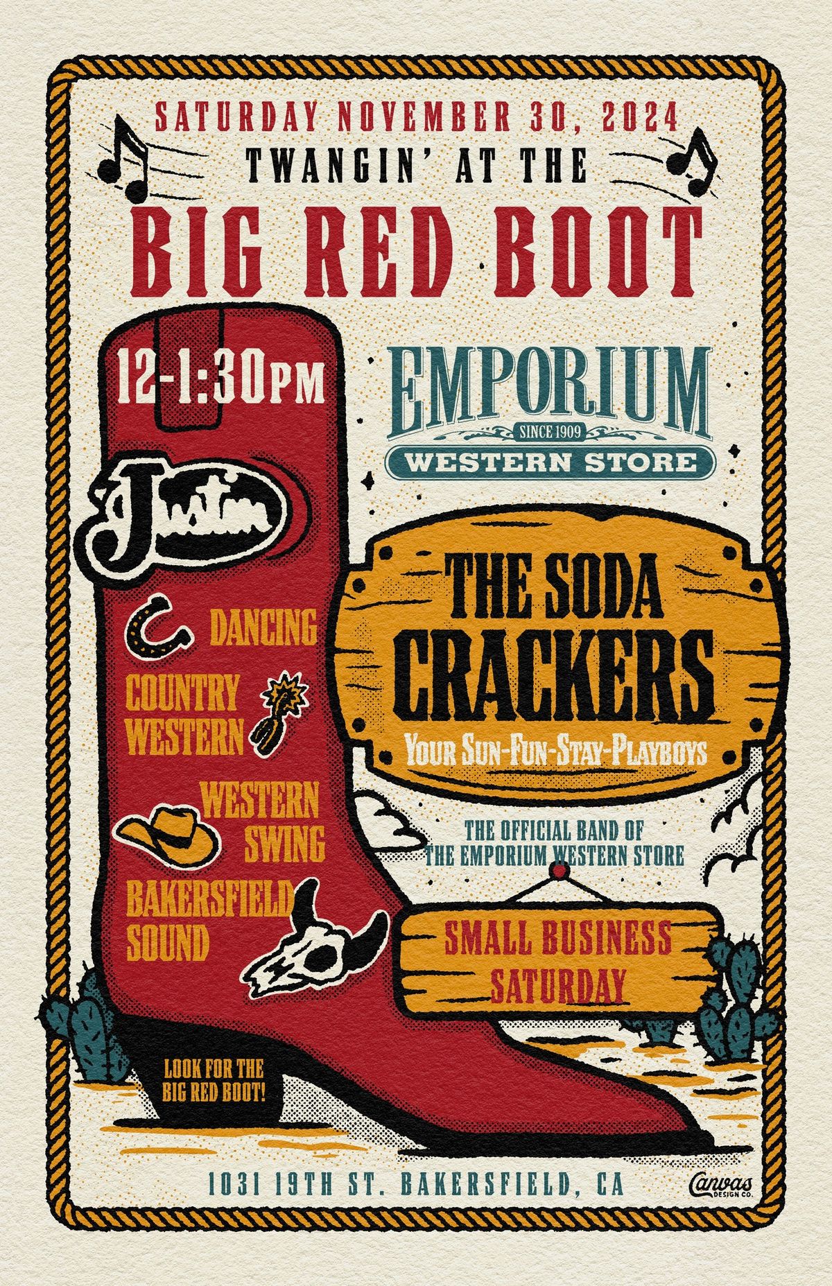 The Soda Crackers - Emporium Western Store "TWANGIN' AT THE BIG RED BOOT!"