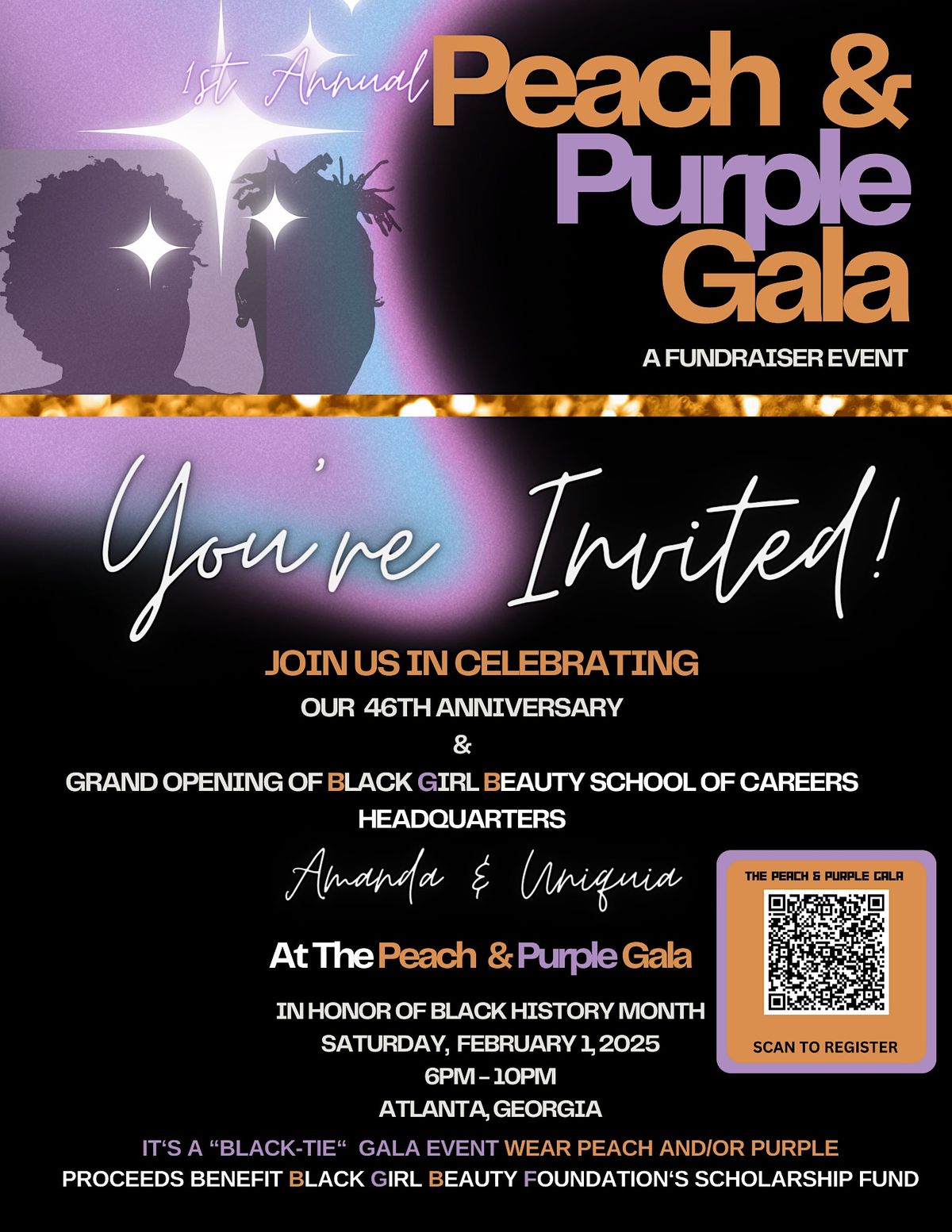 Black Girl Beauty's 1st Annual Peach & Purple Gala (46 YRS+GRAND OPENING)