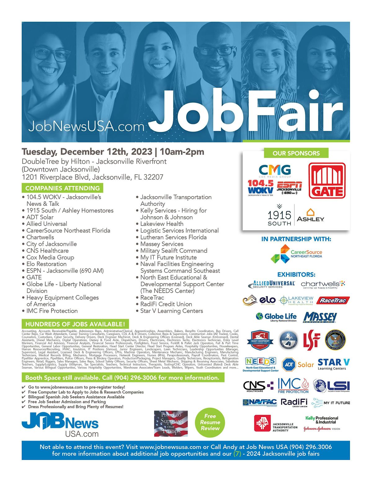 1,000+ JOBS  From OVER 30 Companies - December 12th  Jacksonville Job Fair