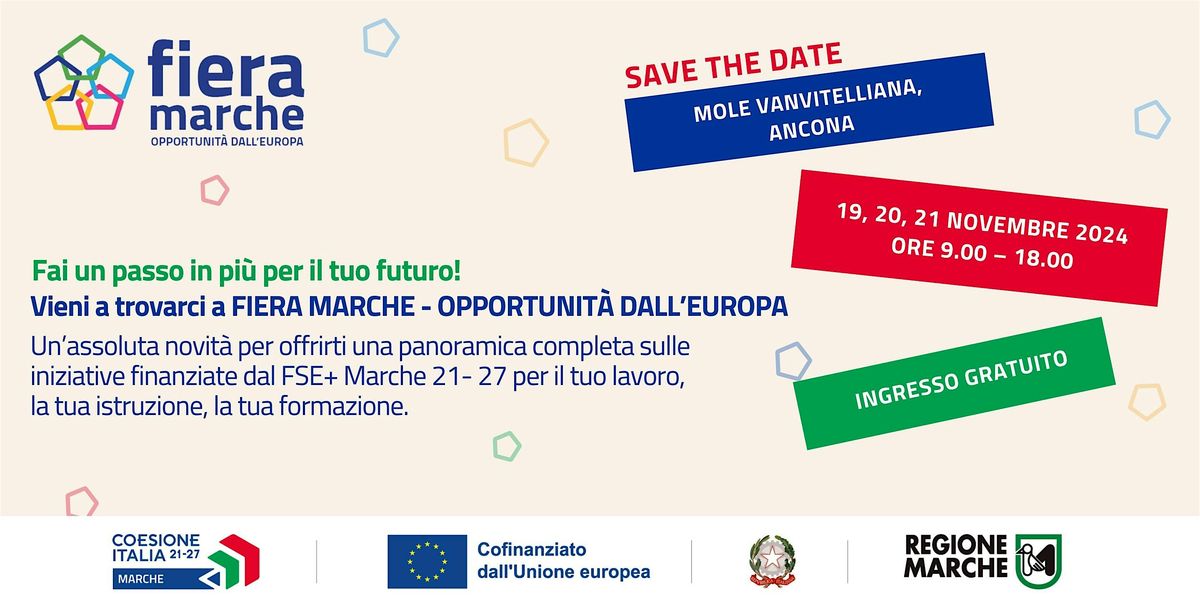 FSE+Marche 21-27: Fiera Marche - Opportunit\u00e0 dall'Europa