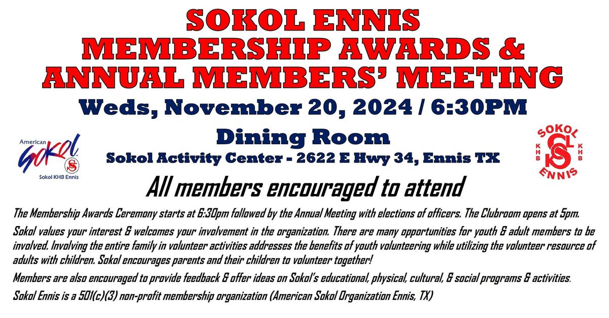 Membership Awards & Annual Members' Meeting