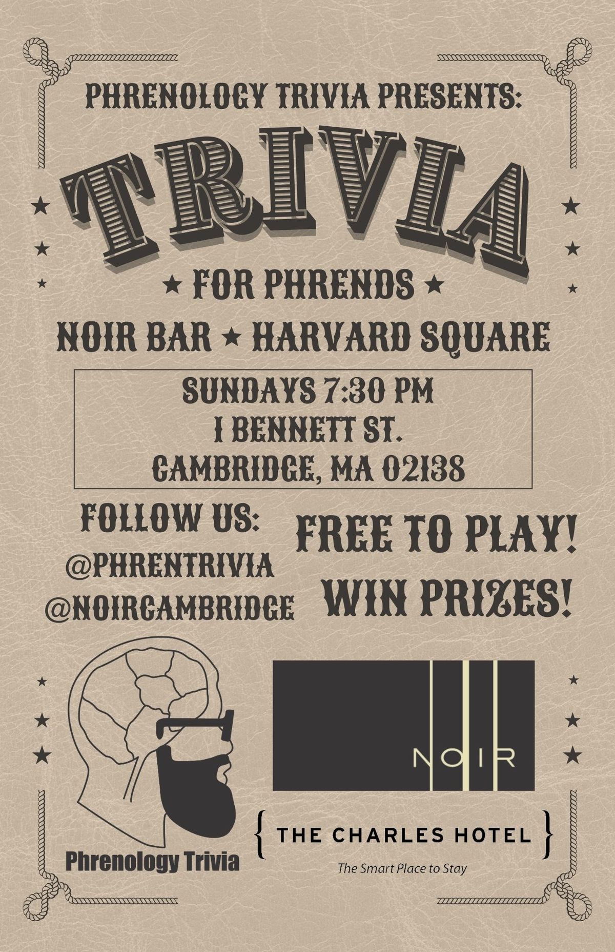 First Ever Phrenology Trivia Night at Noir Bar!