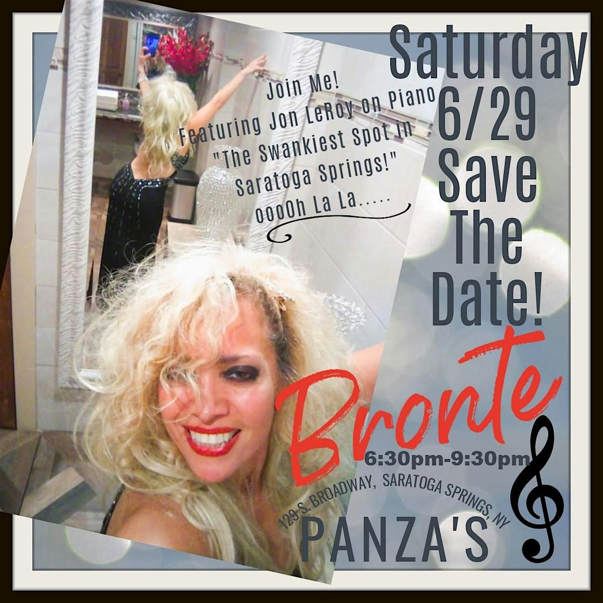 BRONTE Live @ PANZA'S  Sat 6\/29 -  Saratoga Springs, NY w\/Pianist Jon LeRoy