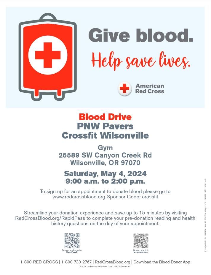 Blood Drive \u2014 PNW Pavers & Crossfit Wilsonville