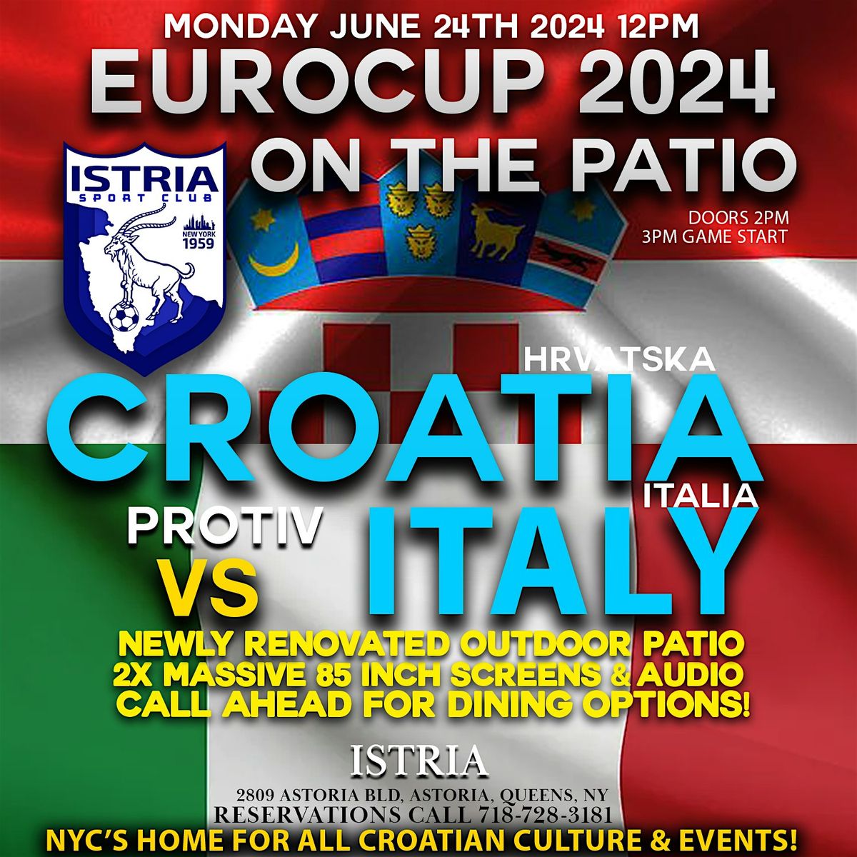 Euro2024 Croatia vs Italy Mon 6\/24 @ 3pm: Istria Sport Club