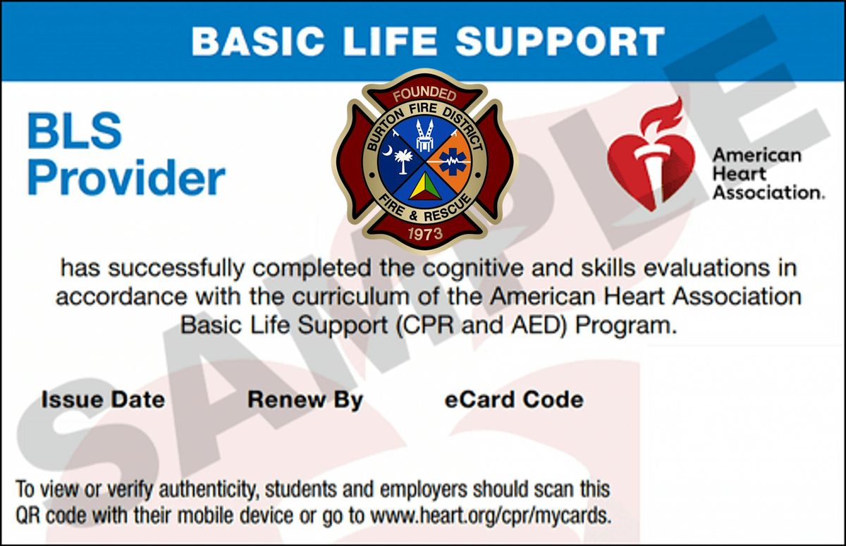 American Heart Association Basic Life Support CPR Certification