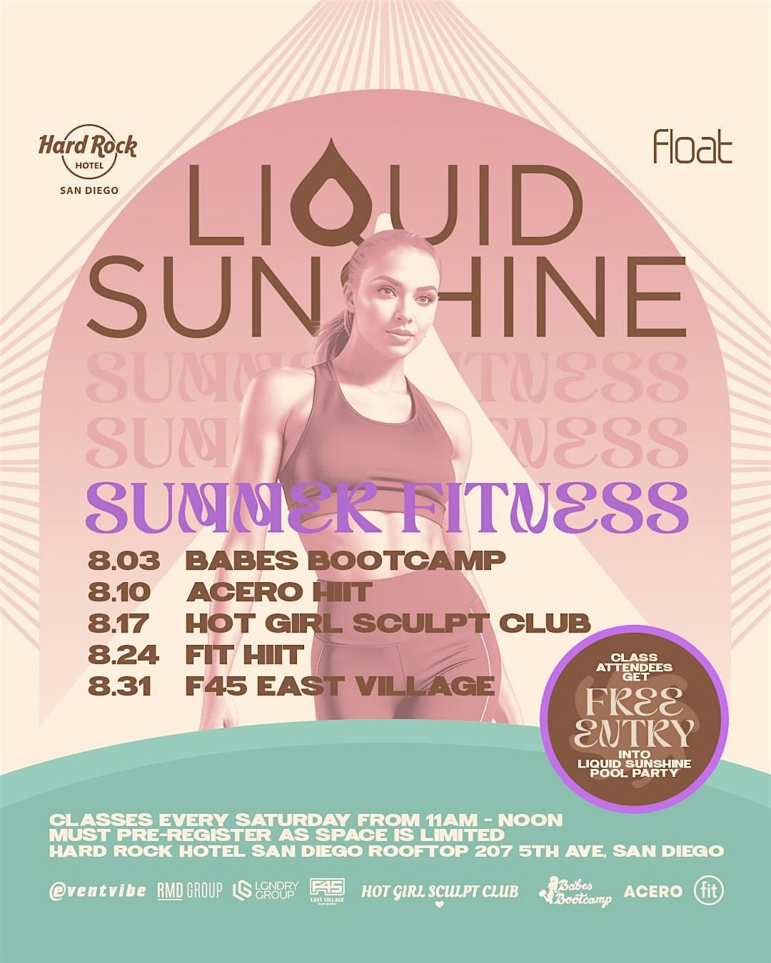 COMP Entry to BABES BOOTCAMP 8\/03 Fitness Class  @Hard Rock Hotel Rooftop