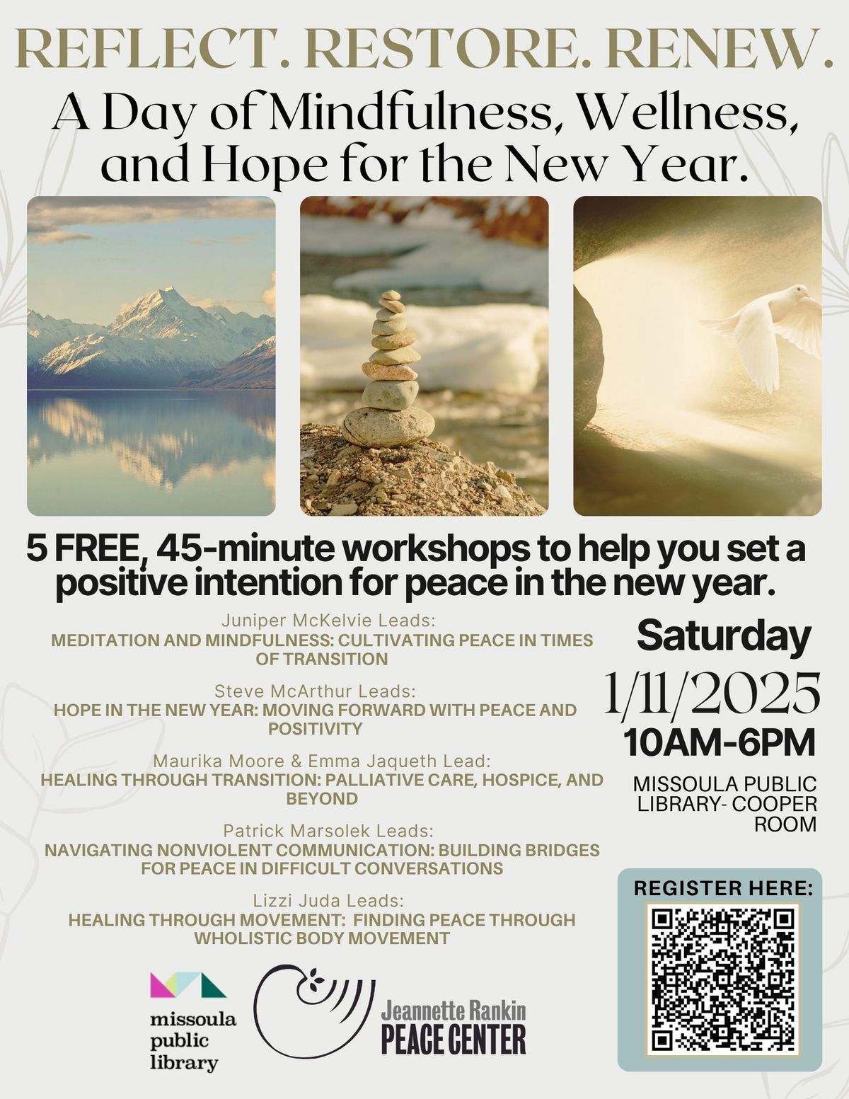 Reflect. Restore. Renew. - A Day of Mindfulness, Wellness, and Hope for the New Year.