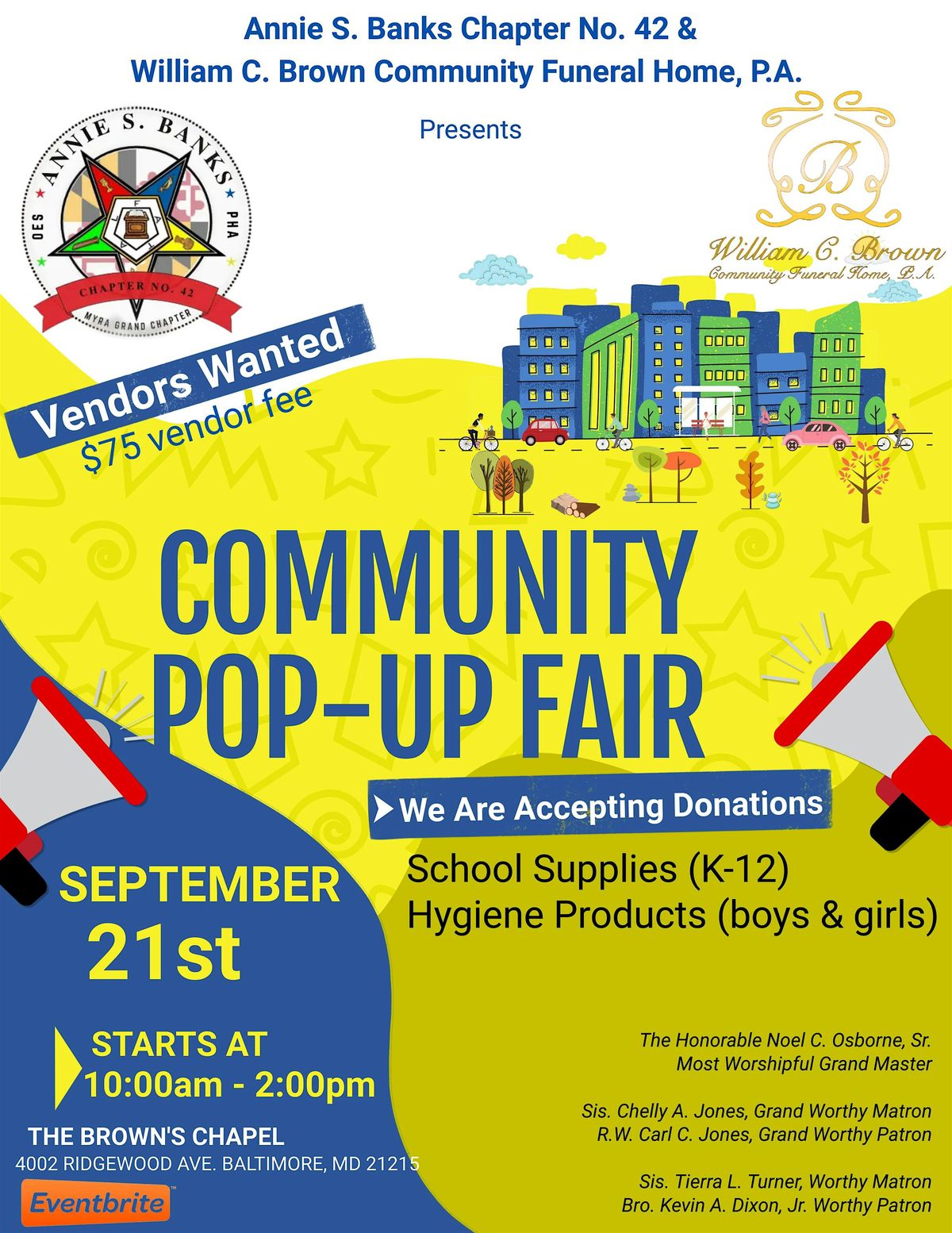 Annie S. Banks Chapter No. 42 & William C. Brown Community Pop Up Fair