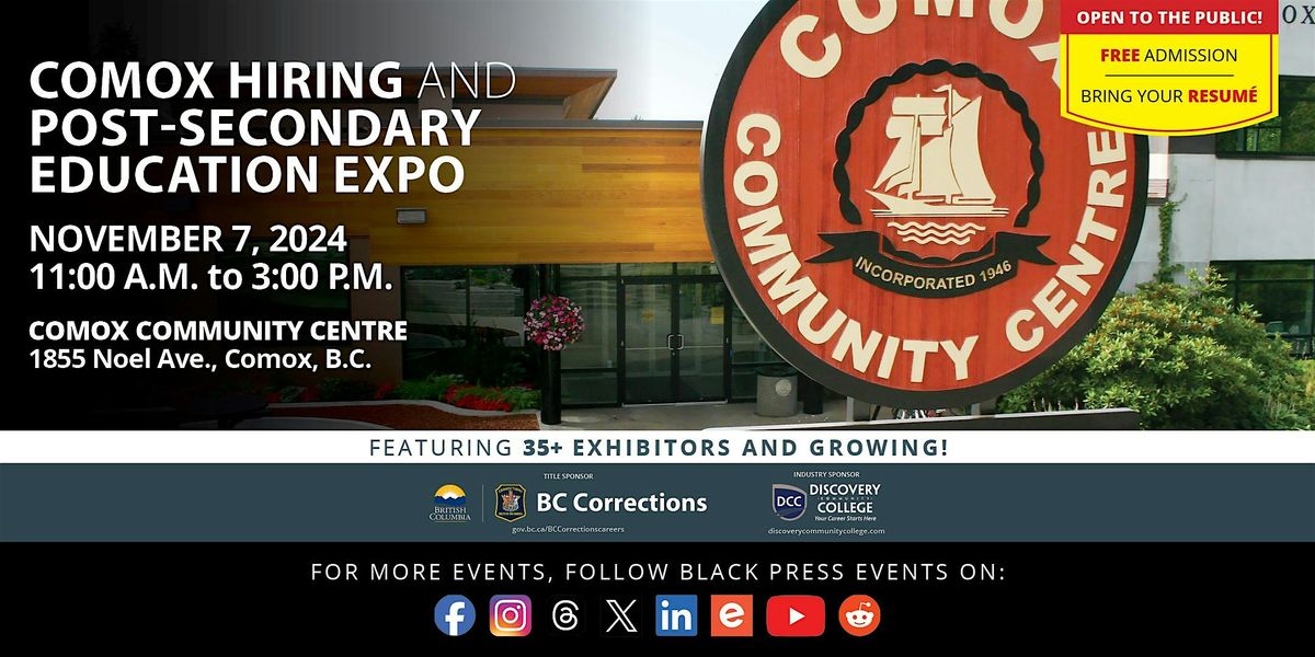 FREE Comox Hiring  and Education Expo 2024