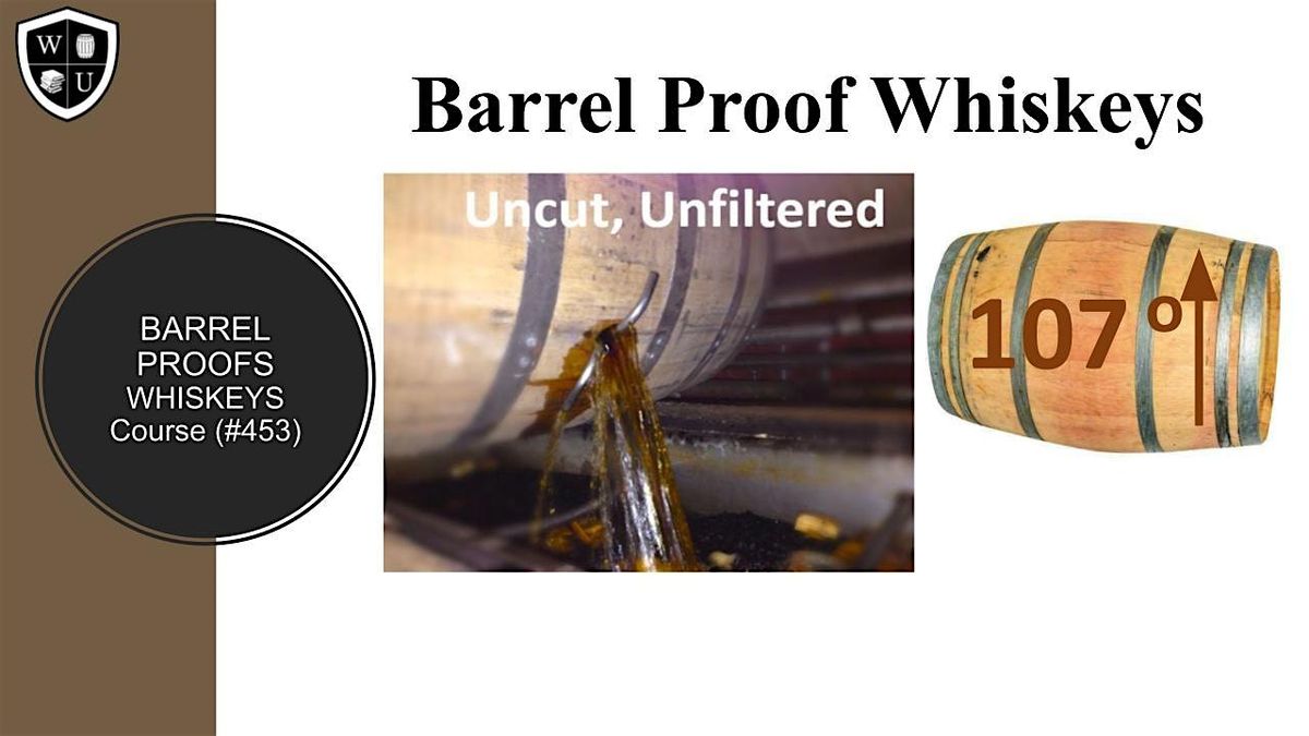 Barrel Proof Whiskeys Tasting Class B.Y.O.B. (Course #453)