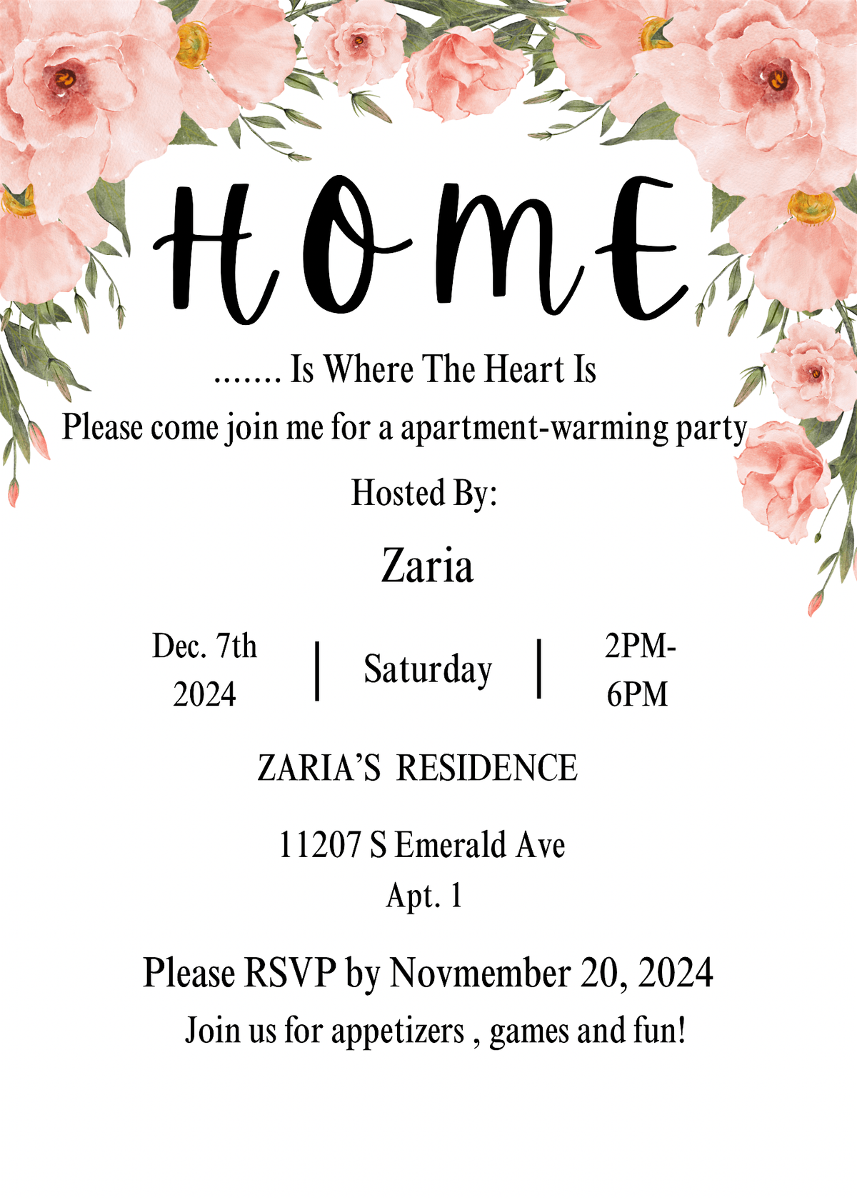 Zaria's Apartment-warming