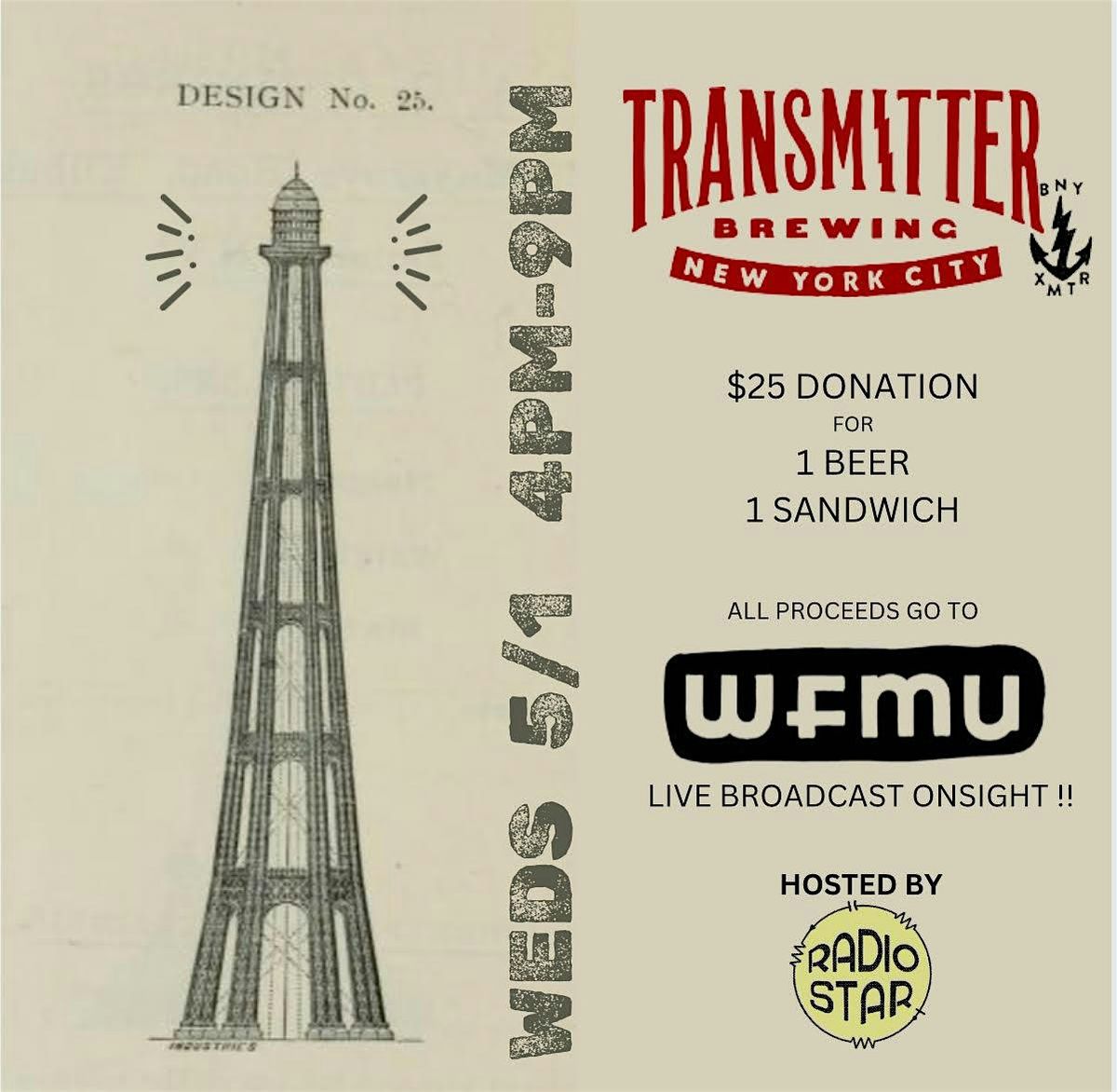 Transmitter Brewery and Radio Star's Beer & Sandwich Benefit for WFMU