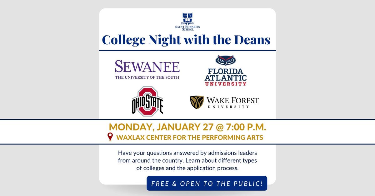 Saint Edward's School - College Night with the Deans