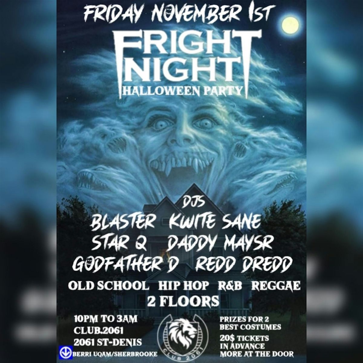 FRIGHT NIGHT HALLOWEEN PARTY @ CLUB.2061 FRIDAY NOVEMBER 1ST 10PM TO 3AM