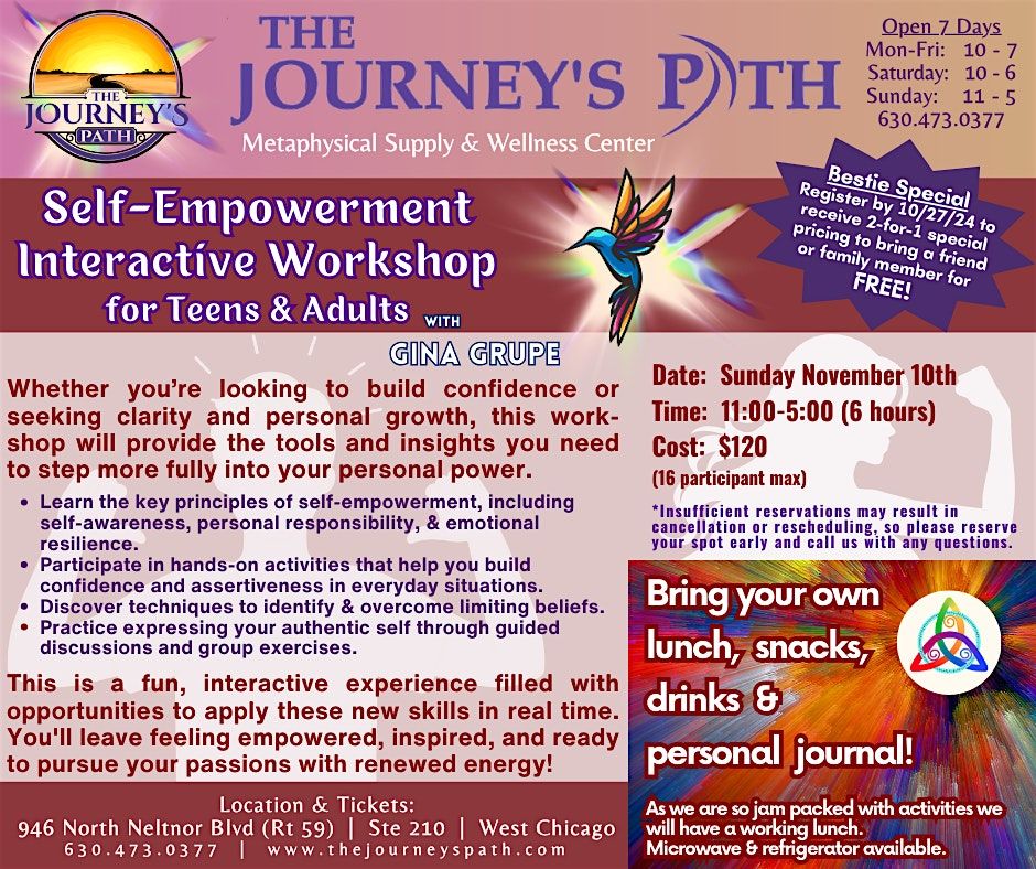 Self-Empowerment Interactive Workshop for Teens & Adults