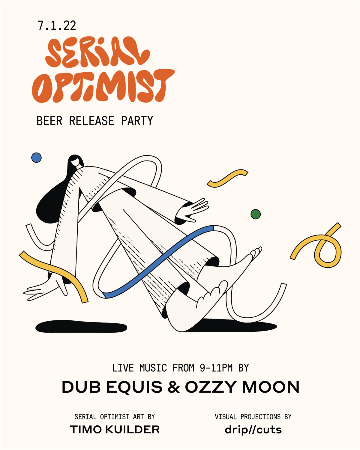 Serial Optimist Beer release party with music by Dub Equis, Ozzy Moon