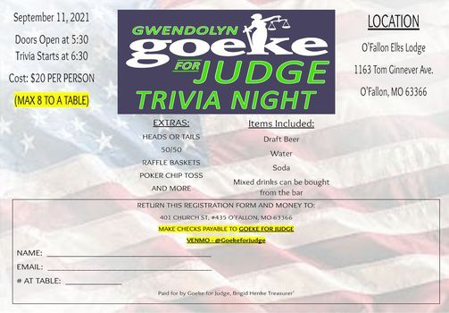 Goeke for Judge Trivia Night
