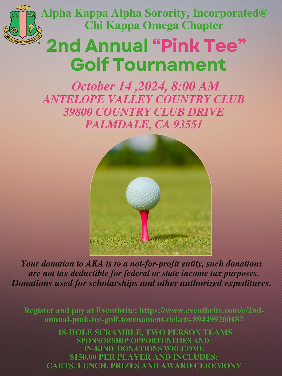 2nd Annual "Pink Tee" Golf Tournament