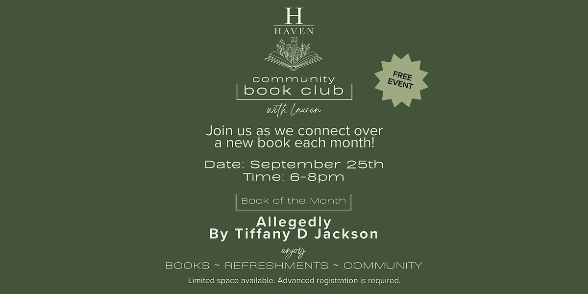 Wednesday Workshop: Haven Community Book Club (FREE)